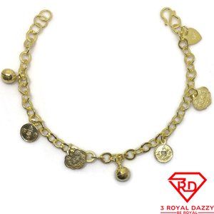 Bell & Fortune charm 7 inch Bracelet 999 gold